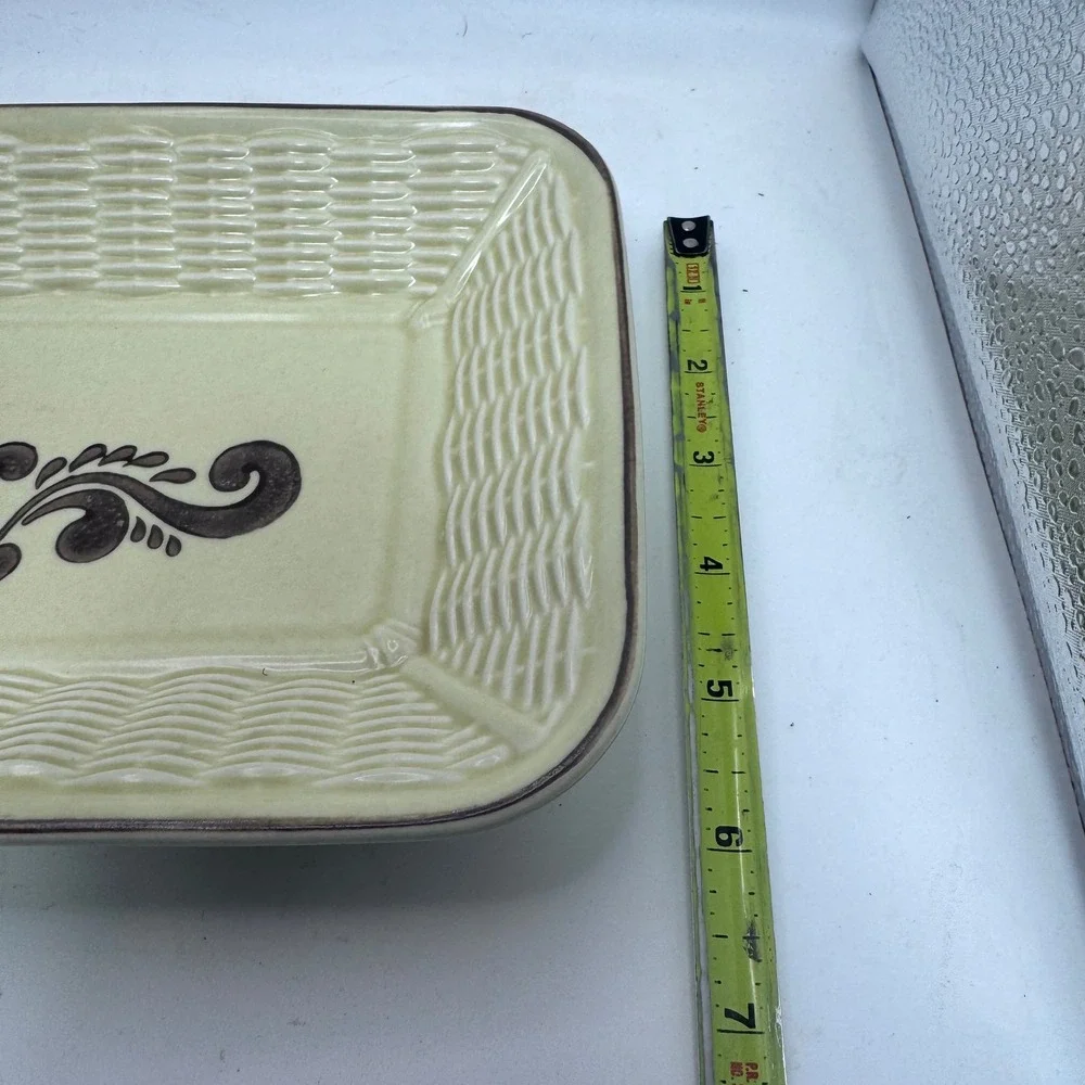 Pfaltzgraff Yorktowne Stoneware Rectangular‎ Serving Tray Basketweave 11.5x5.5